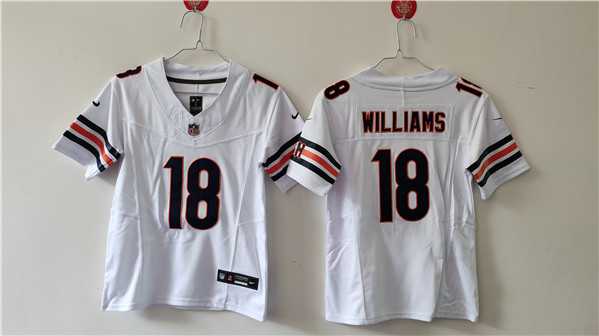 Women%27s Chicago Bears #18 Caleb Williams White 2024 Draft F.U.S.E. Vapor Football Stitched Jersey(Run Small)